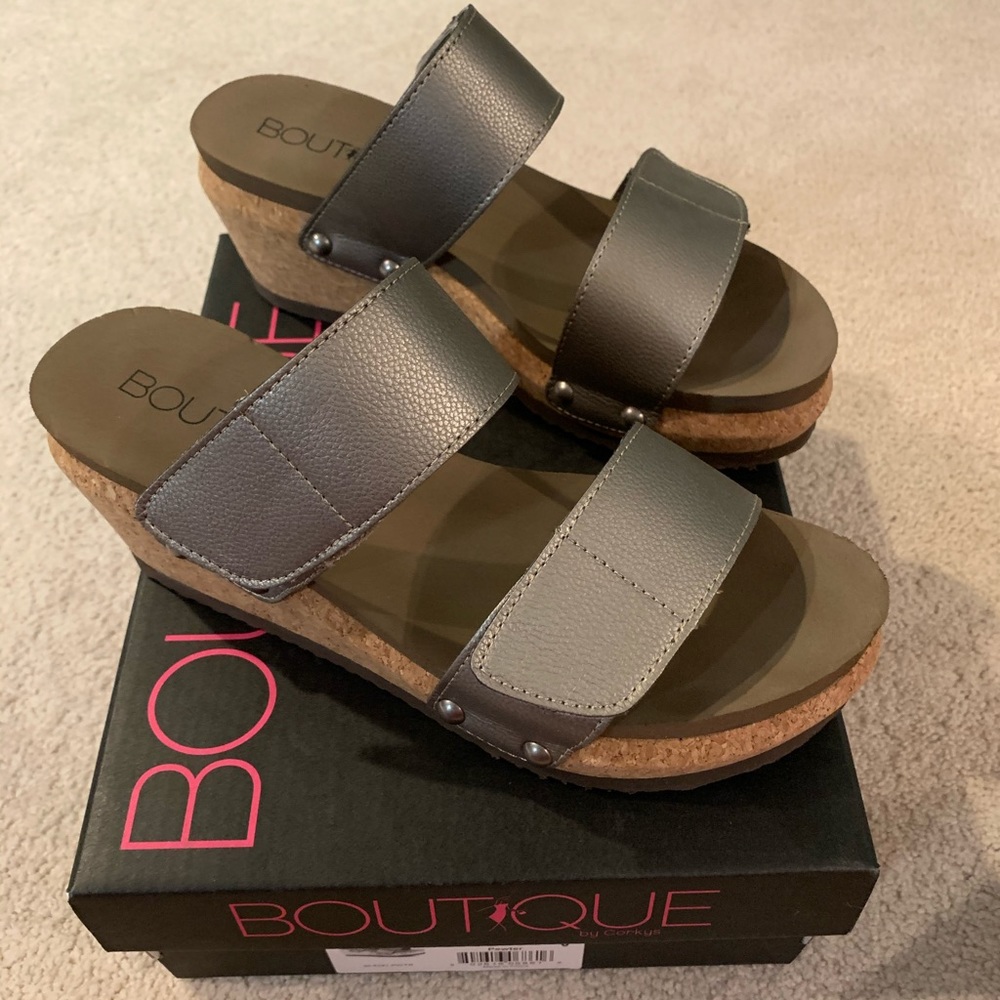 Pewter New-Way Platform Wedge